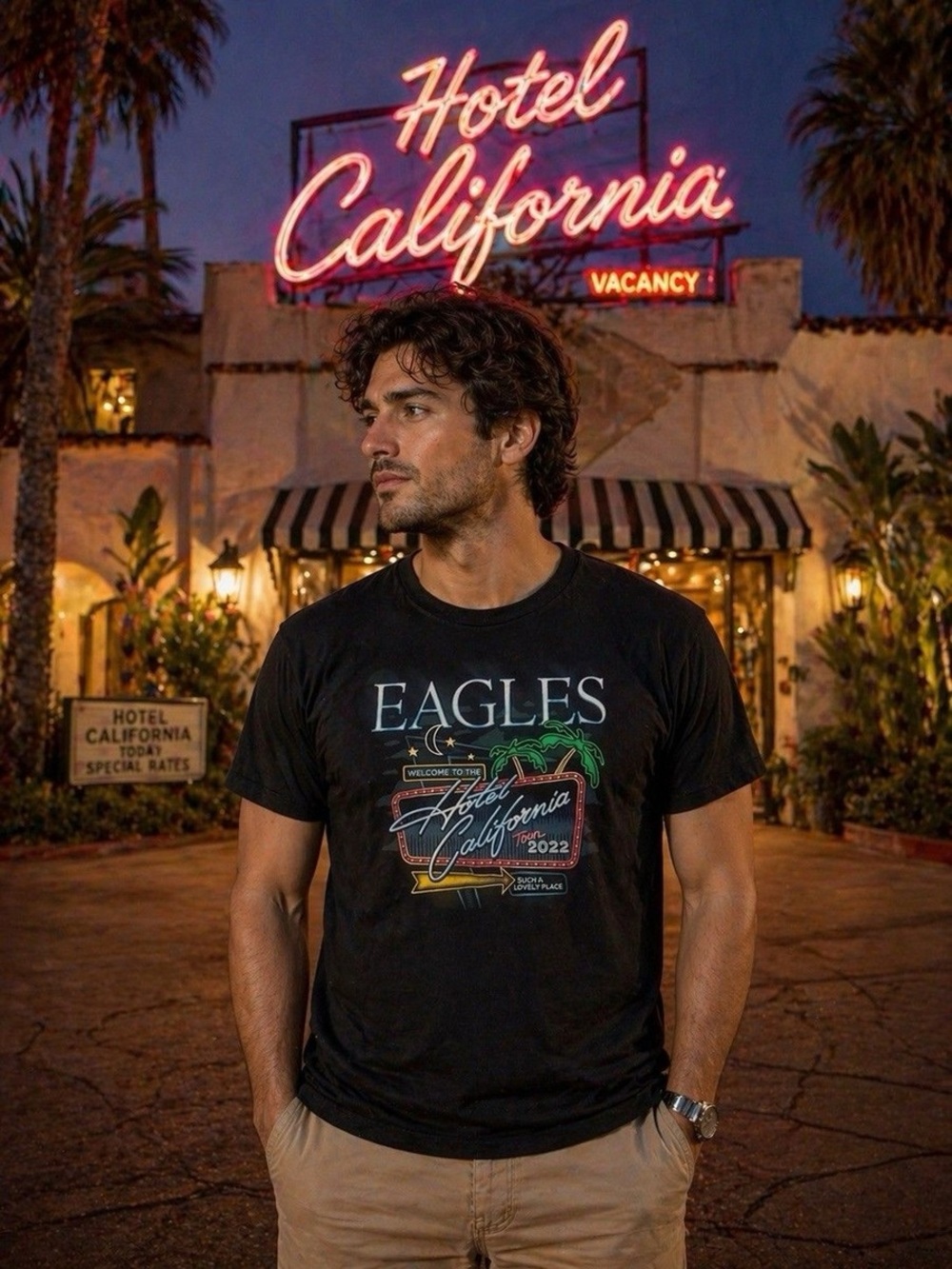 EAGLES 2023 HOTEL CALIFORNIA TOUR T-SHIRT- Black